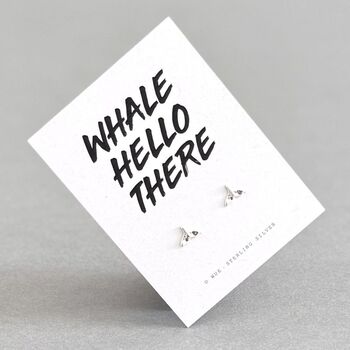 Sterling Silver Whale Tail Stud Earrings, 7 of 8