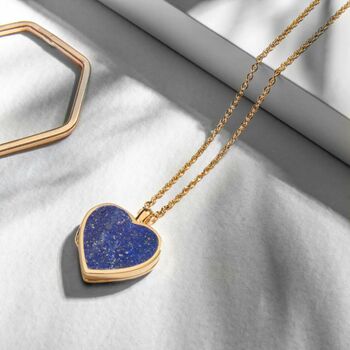 Lapis Lazuli Heart Locket 18 K Gold Plate, 8 of 8