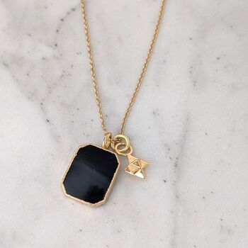 The Duo Black Tourmaline Necklace, 18ct Gold Plated, 4 of 11
