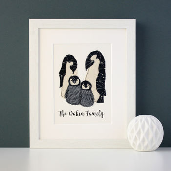 Personalised Penguin Family Embroidered Artwork, 2 of 4