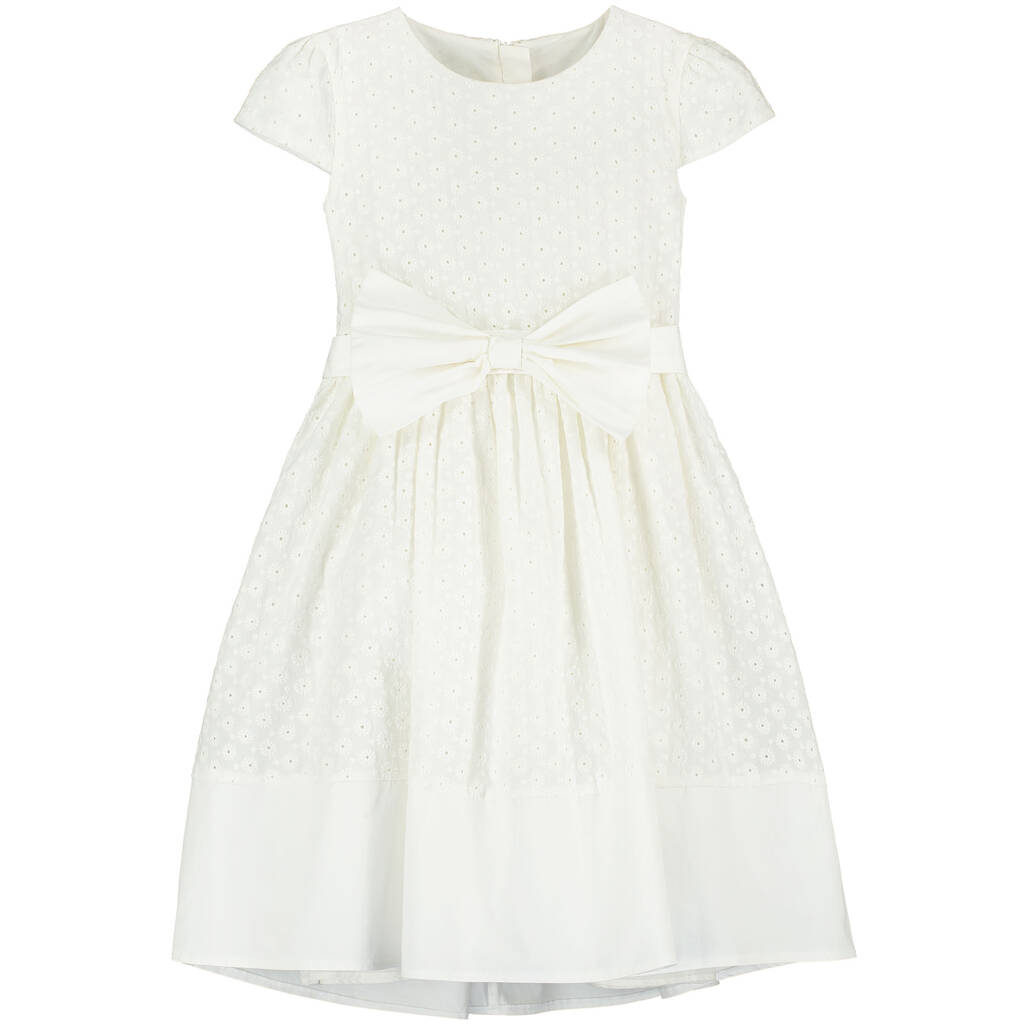 Flower Girl Embroidered Cotton Florence Dress, White, 1 of 2
