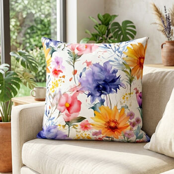 Cushion Cover With Watercolor Wildflower Design, 4 of 12