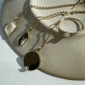 Opal Disc Pendant Necklace, 6 of 7