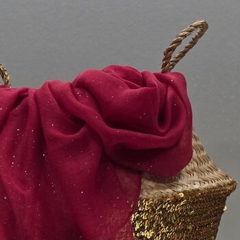 Sparkle Scarf In Crimson Red, 2 of 3