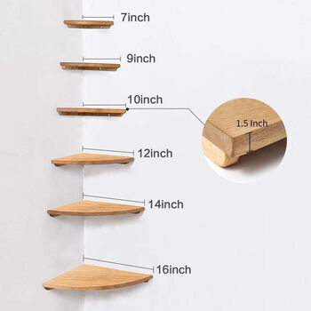 Oak Wood Floating Corner Shelf Wall Mounted, 2 of 6