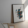Colourful Tartan Map Of Scotland Print, thumbnail 3 of 4