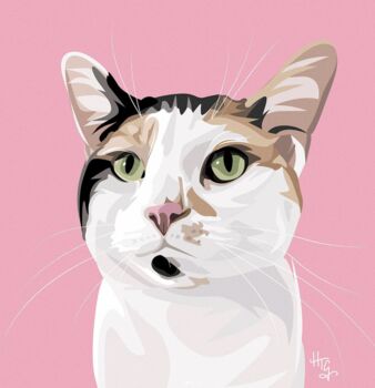 Personalised Pet Cat Portrait Print, 5 of 5
