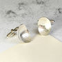 Textured And Domed Oval Silver Cufflinks, thumbnail 7 of 9