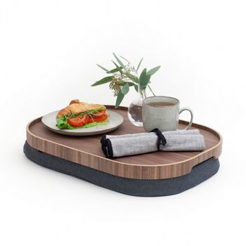 Lap Tray Antislip Wood Top With Cotton Cushion, 10 of 11