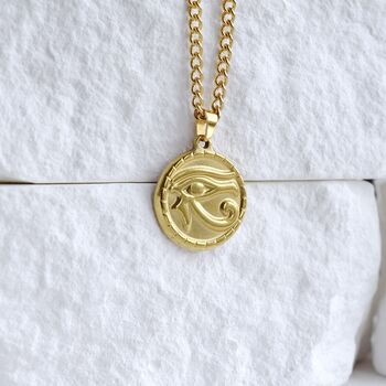 Eye Of Horus Necklace 18 K Gold Egyptian Jewelry Gift, 5 of 6
