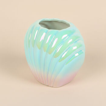 Iridescent Blue And Pink Sea Shell Flower Vase, 7 of 7
