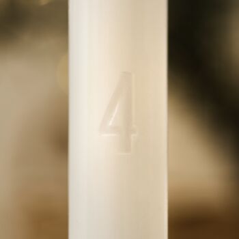 Set Of Four Numbered One To Four White Advent Candles, 3 of 3