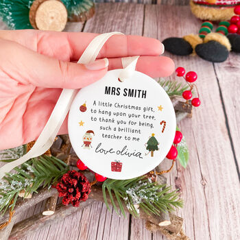 Personalised Christmas Ceramic Ornament Teacher Gift, 5 of 7