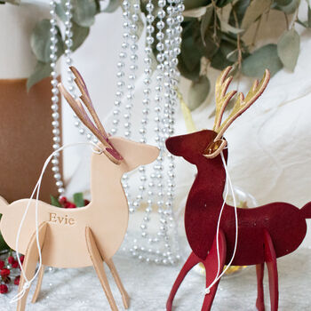 Personalised Leather Reindeer With Foiled Antlers, 8 of 11