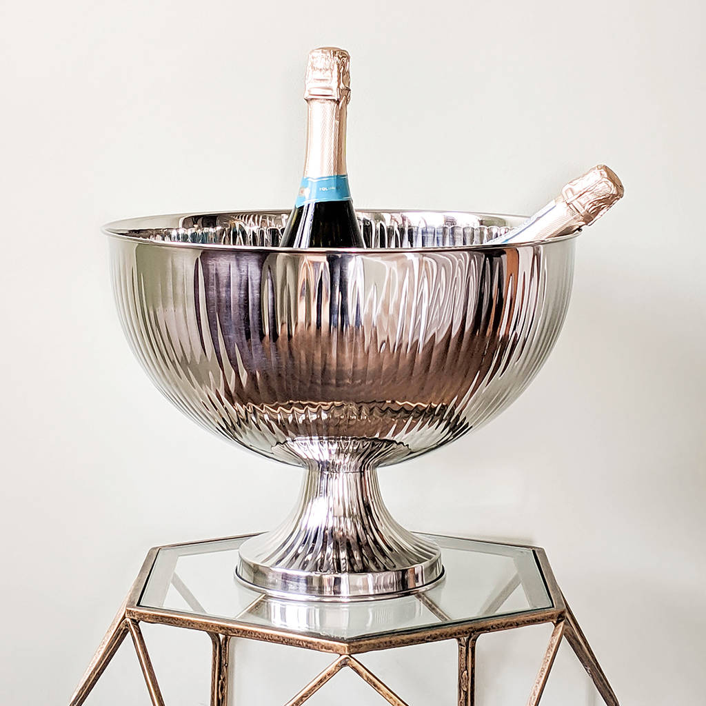Silver Ribbed Champagne Cooler By Primrose & Plum