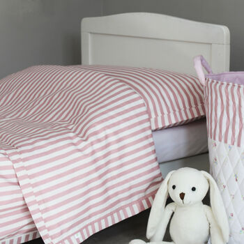 Pink Stripe Duvet Cover And Pillowcase Set Two Sizes, 6 of 9