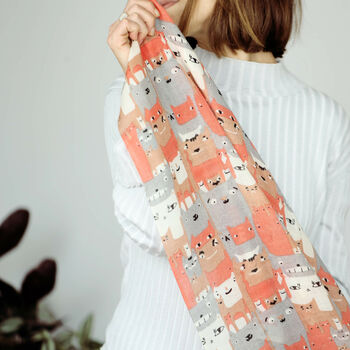 Fine Wool Cat Print Scarf, 6 of 8