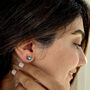 Sapphire Moissanite Crystal Sterling Silver Earrings, thumbnail 5 of 6