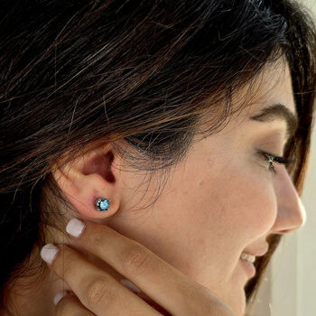 Sapphire Moissanite Crystal Sterling Silver Earrings, 5 of 6