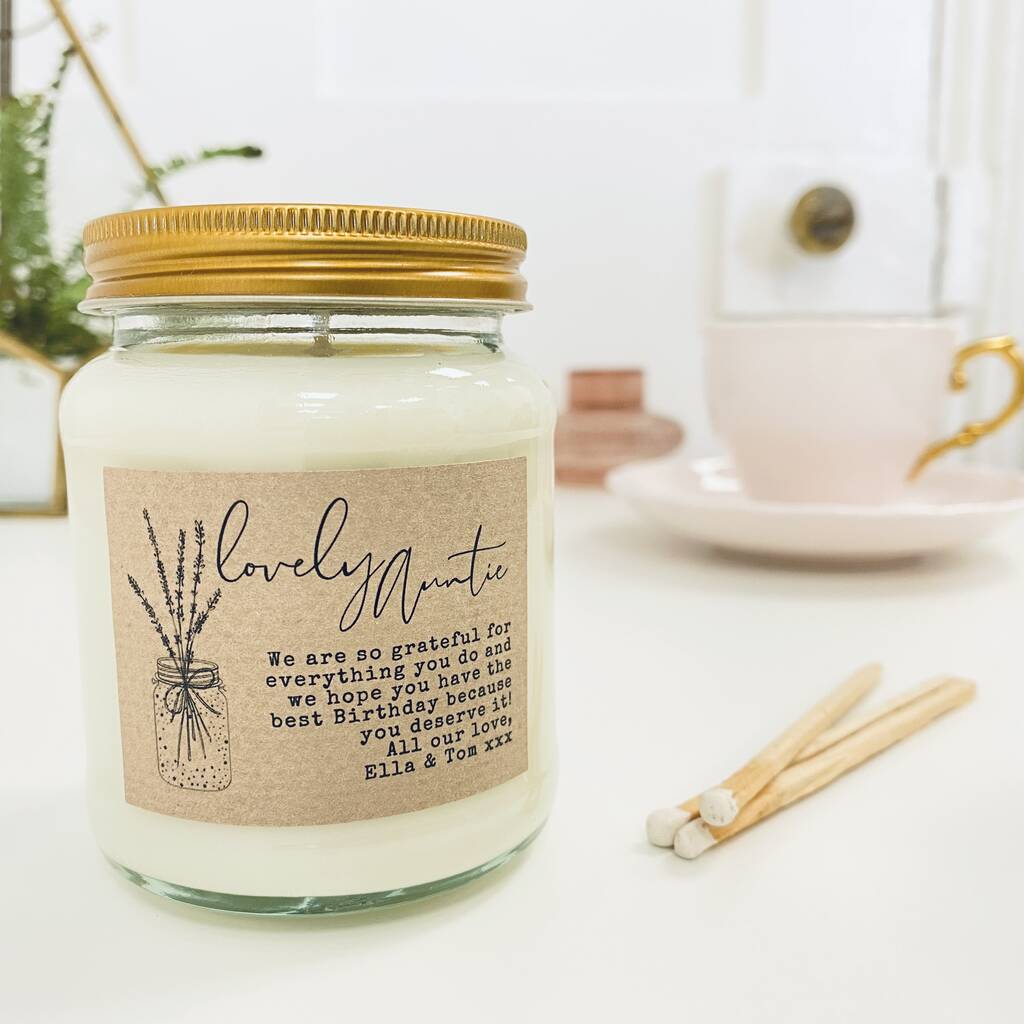 Personalised Auntie Soy Scented Candle By Lollyrocket Candle Co