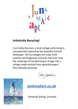 Cornwall Sailing Upcycled Paper Collage Greetings Card, 2 of 3