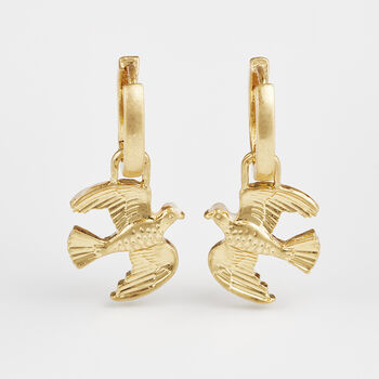 Gold Love Dove Huggie Earrings, 3 of 9