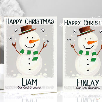 Personalised Snowman Football Christmas Card, 10 of 12