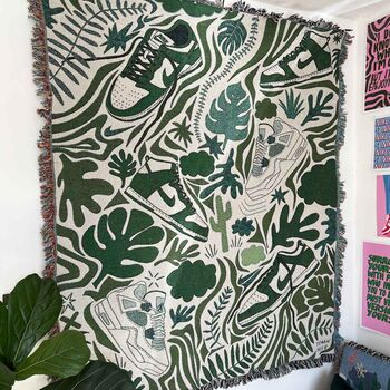 Sneaker X Plant Green Woven Jaquard Blanket, 3 of 7