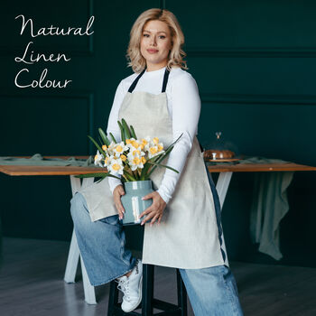 Personalised Linen Pottery Apron | Split Leg, 7 of 12