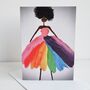 Birthday Card Girl Rainbow Dress Dancer Afro Hair, thumbnail 4 of 6
