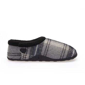Cliff Grey Navy Check Mens Slippers/Indoor Shoes, 3 of 8