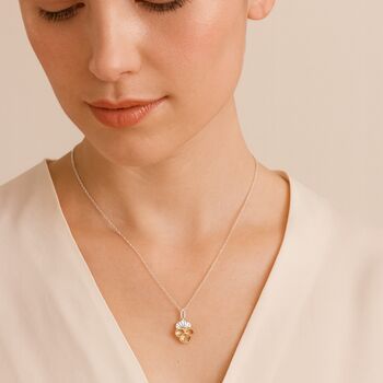 Personalised Sterling Silver And Gold Violet Necklace – February Birth Flower, 2 of 11