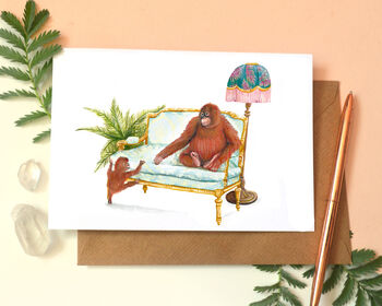 Orangutan And Baby Illustrated Greetings Card, 2 of 5