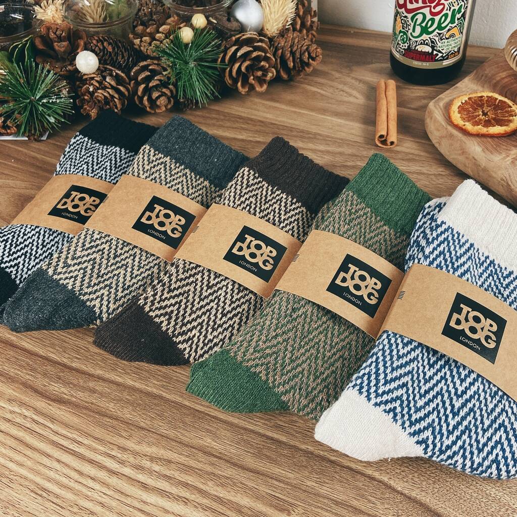 Mens Wool Socks Chevron Check Groomsmen Socks, 1 of 9