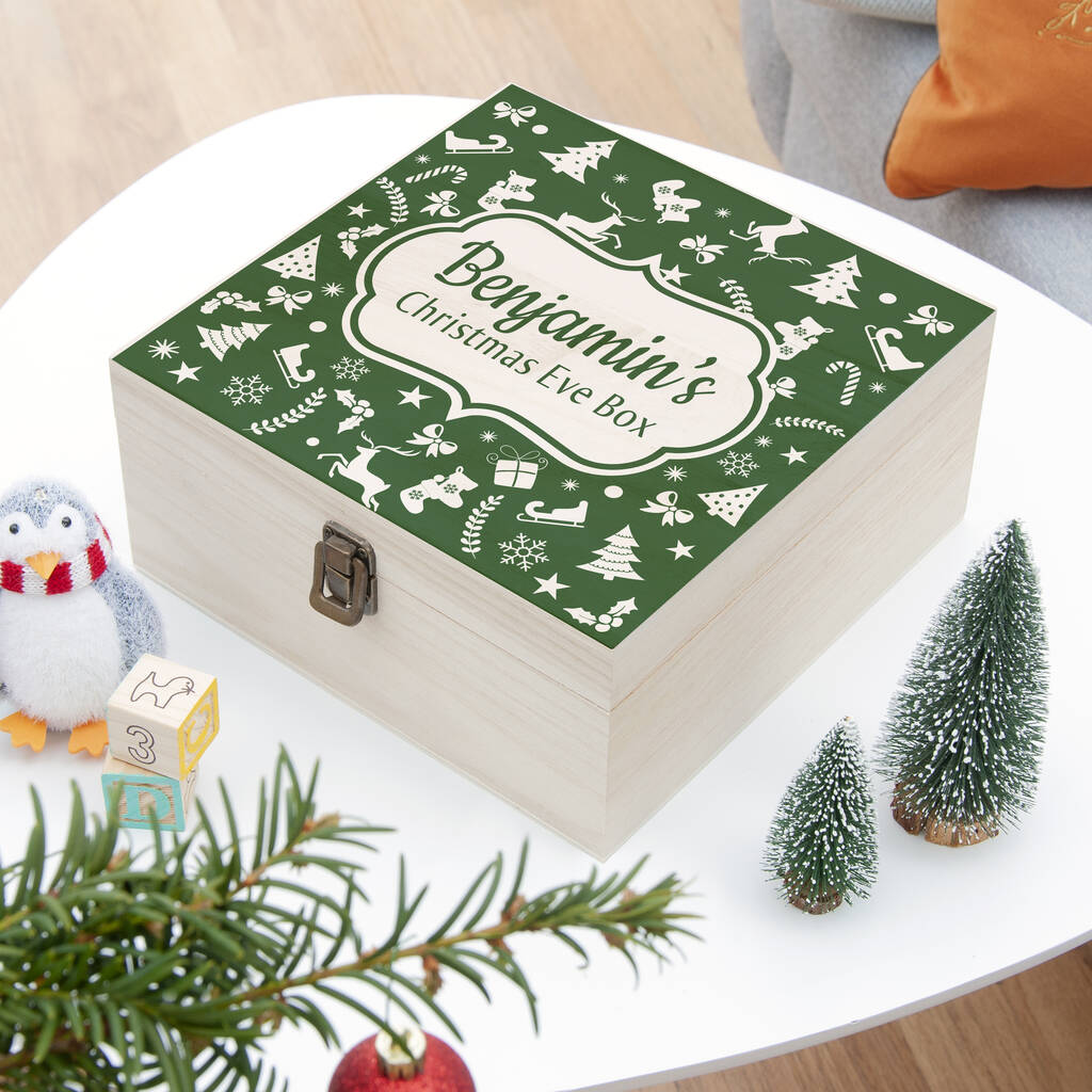Personalised Festive Pattern Christmas Eve Box, 1 of 6