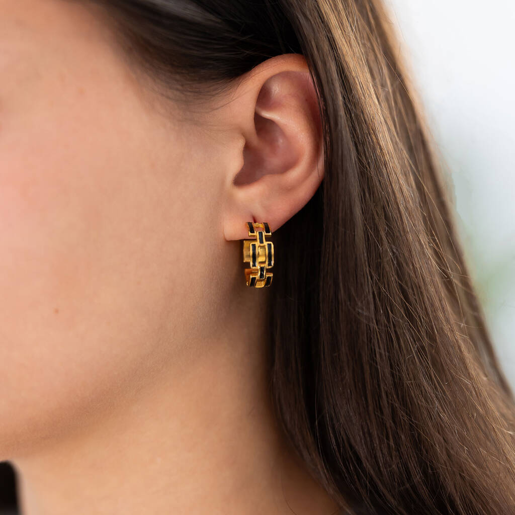 Enamel Link Hoop Earrings, 1 of 5