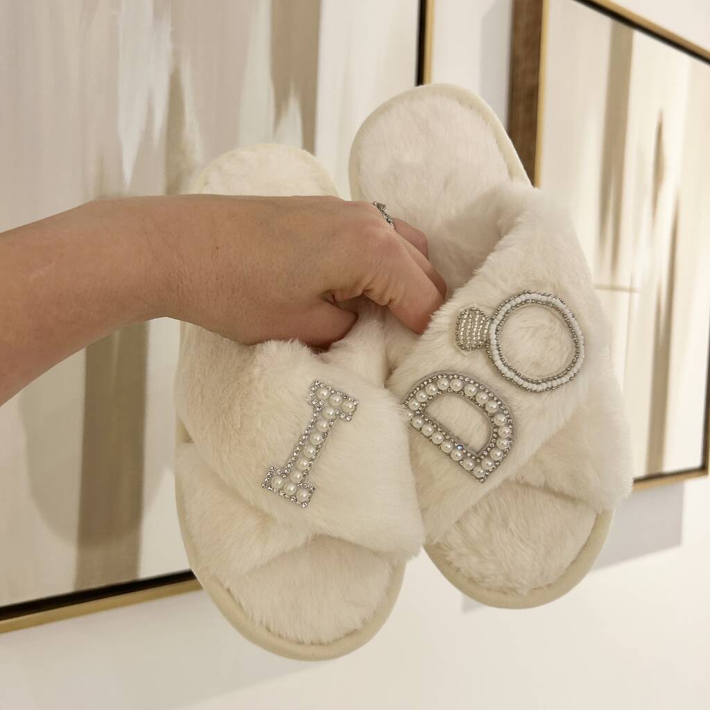Bride To Be Pearl Ring Slippers Engagement Present, 1 of 1