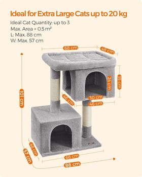 Cat Tree Playhouse Large Cat Perch Cave Scratching Post, 12 of 12