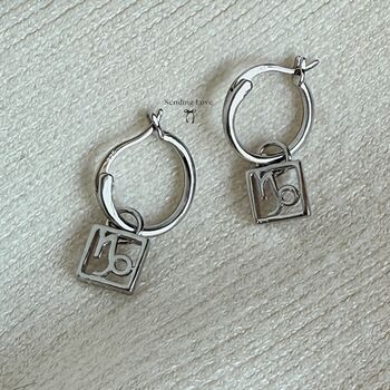 Capricorn Zodiac Earrings Sterling Silver Gift For Her, 2 of 4