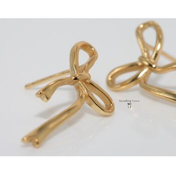 Silver And Gold Bow Bridesmaid Earrings, 5 of 8