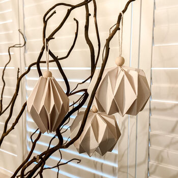 Three White Paper Origami Christmas Tree Decorations, 7 of 9