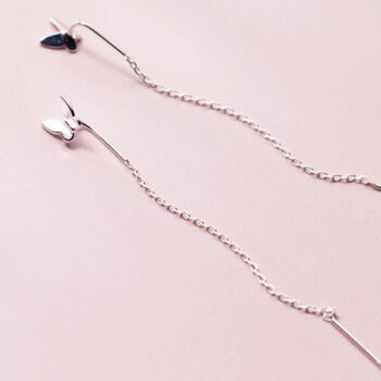 Sterling Silver Butterfly Threader Earrings, 3 of 4