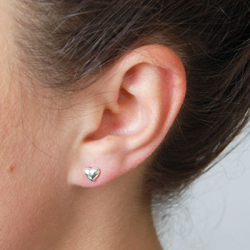Sterling Silver Tiny Heart Earrings, 2 of 3