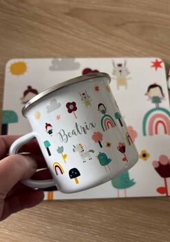 Kids Personalised Little Fairy Placemat, Coaster And Mug Dinner Set, 2 of 8