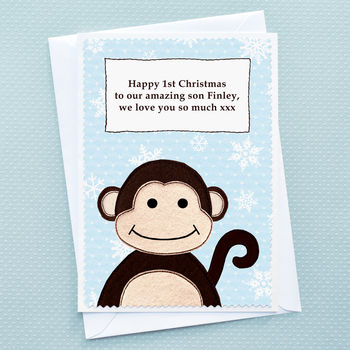 'Little Monkey' Christmas Card From Children, 8 of 9