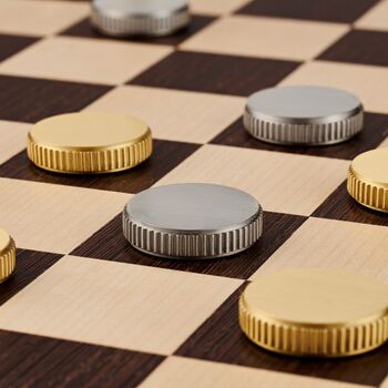 Draughts Pieces Solid Brass With Leather Bottom, 2 of 2