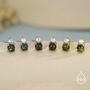 Sterling Silver Natural Moss Agate And Cz Stud Earrings, thumbnail 6 of 12