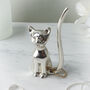 Cat In Silver Finish Ring Holder In Gift Box, thumbnail 1 of 2