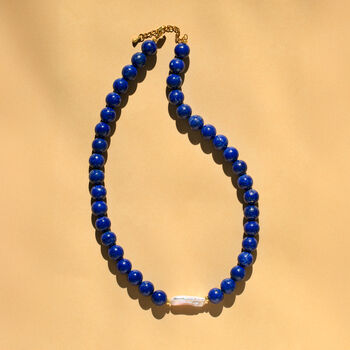 Lapis Lazuli And Keshi Pearl Necklace, 2 of 9