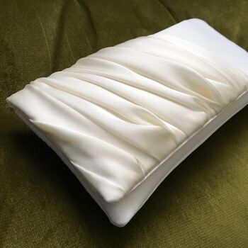 Ivory Ruched Satin Bridal Wedding Clutch, 5 of 7